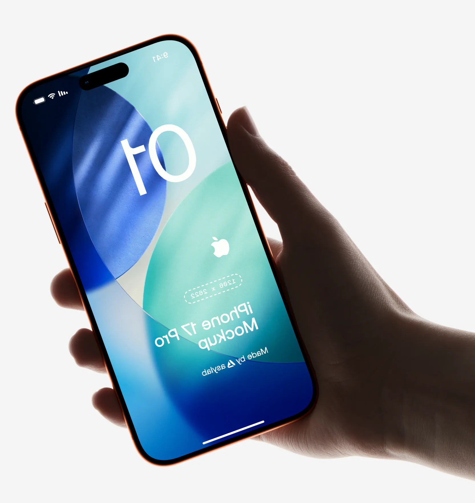 A hand holding a phone showing the app